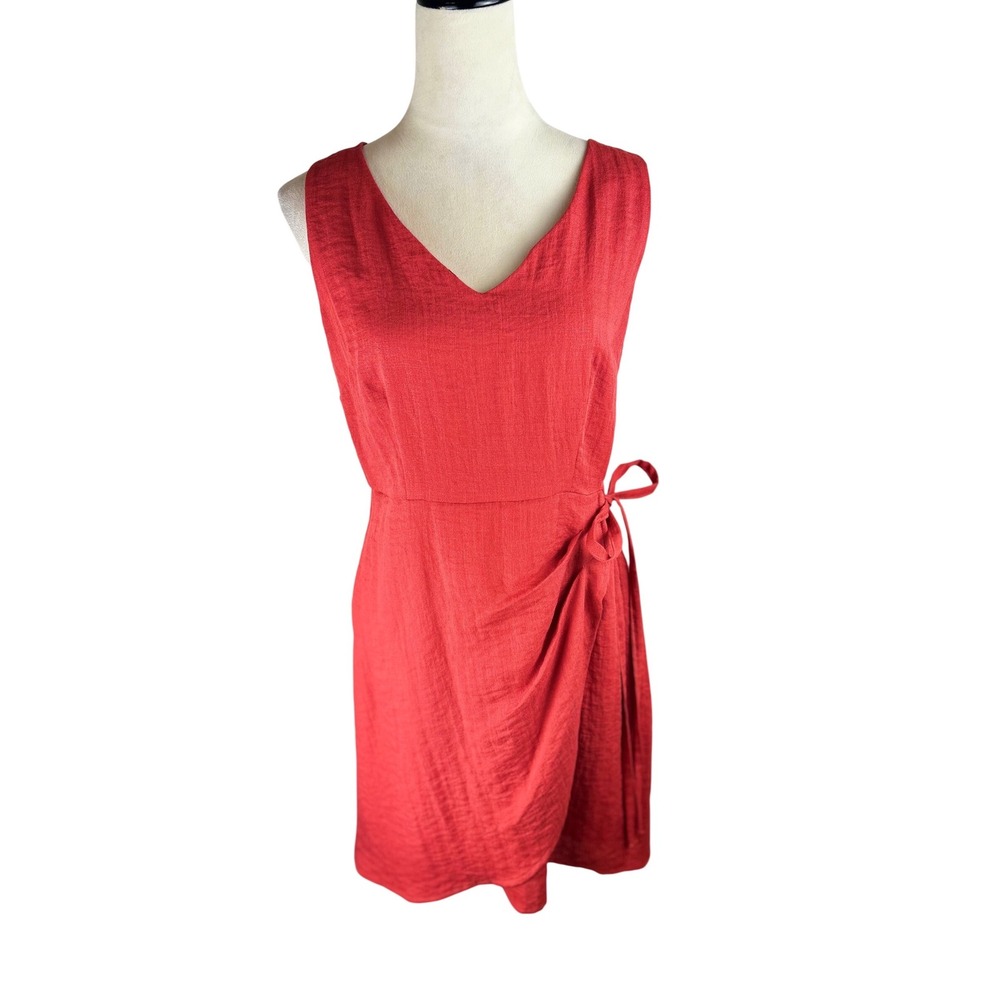 Sam Edelman Red Faux Wrap Sleeveless V-Neck Mini Dress Size 8